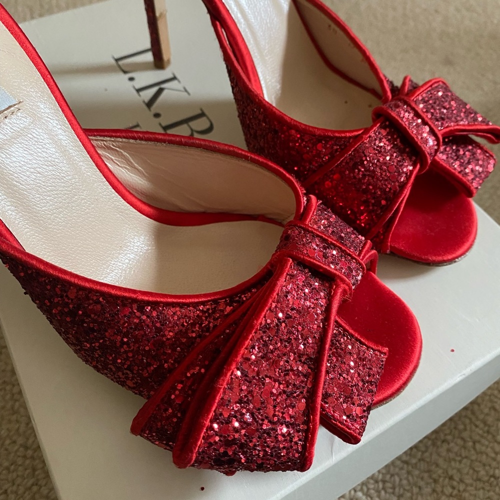 L.K. Bennett Red glitter mules